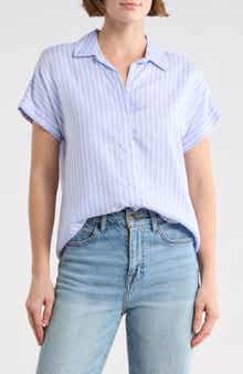 beachlunchlounge Kenzie Stripe Short Sleeve Button-Up Shirt