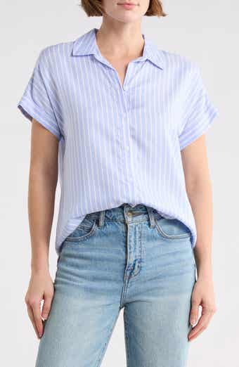 beachlunchlounge Kenzie Stripe Short Sleeve Button-Up Shirt