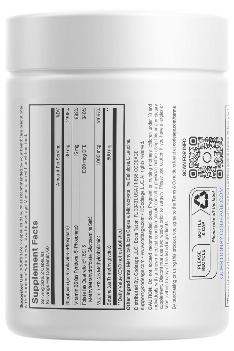 Methylfolate B Complex - Folate Riboflavin B6 & B12, Alternate, color, White