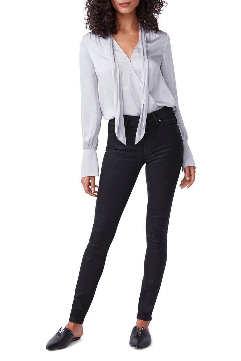 Hoxton High Waist Ultra Skinny Jeans, Alternate, color, BLACK CROC LUXE COATING