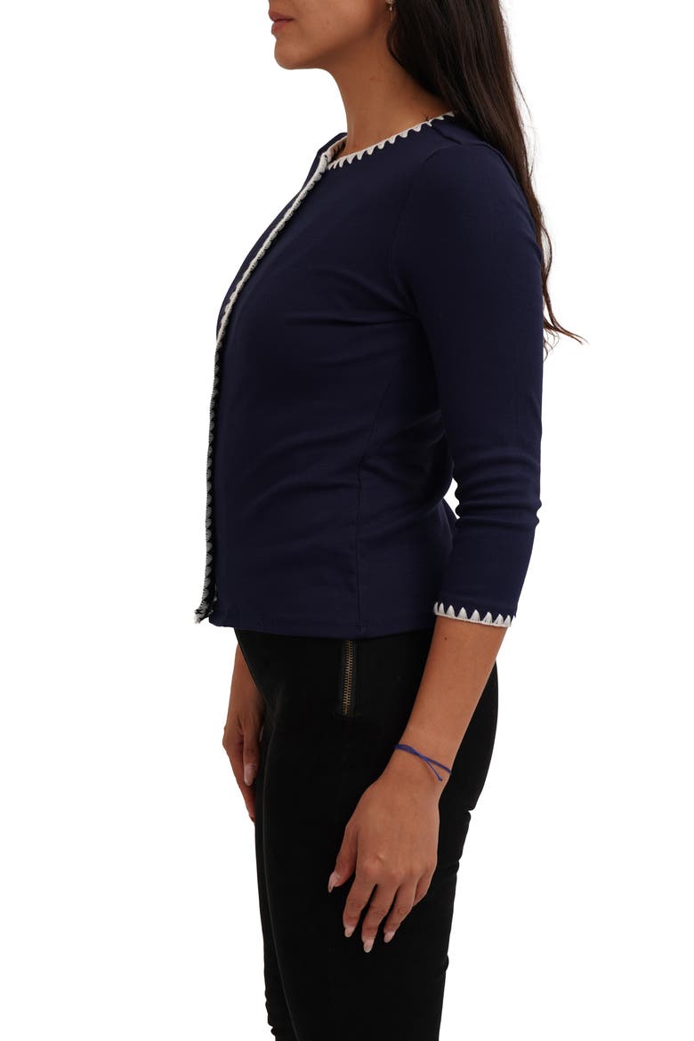 Blanket Stitch Trim Button-Up Top, Alternate, color, ECLIPSE W/ BONE