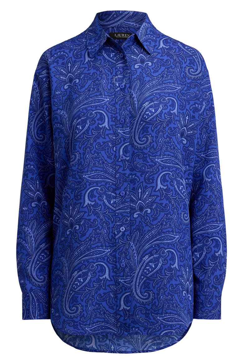 Kotta Paisley Print Crêpe de Chine Button-Up Shirt, Alternate, color, BLUE/ MULTI