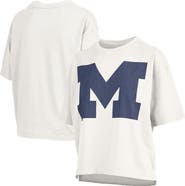 PRESSBOX Women's Pressbox White Michigan Wolverines Big Canvas Puff Castillo Motley Slub T-Shirt