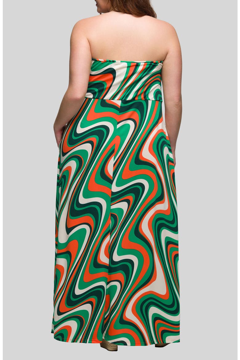 Print Strapless Maxi Dress, Alternate, color, GREEN MULTI