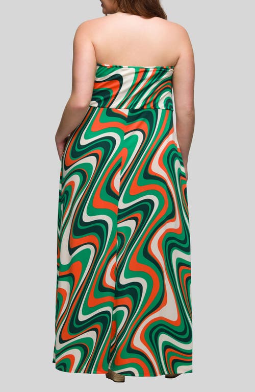 24SEVEN COMFORT APPAREL 24SEVEN COMFORT APPAREL PRINT STRAPLESS MAXI DRESS
