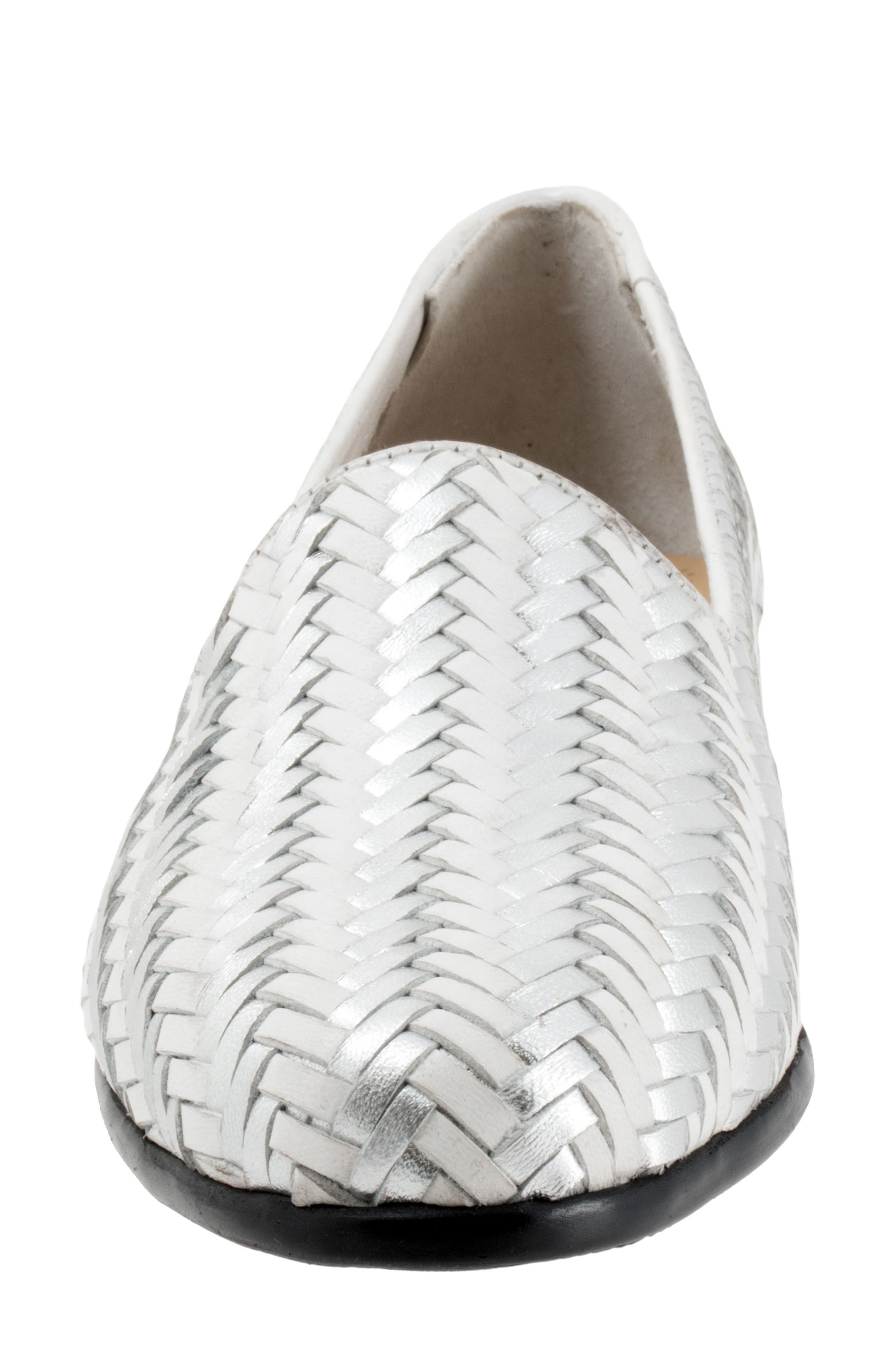 Trotters Liz III Flat, Alternate, color, White/ Silver