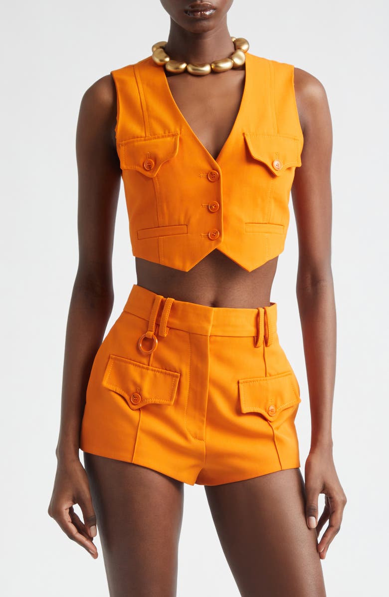 Zimmermann Kindred Spirit Alchemy Wool Blend Crop Waistcoat, Main, color, Sunset Orange