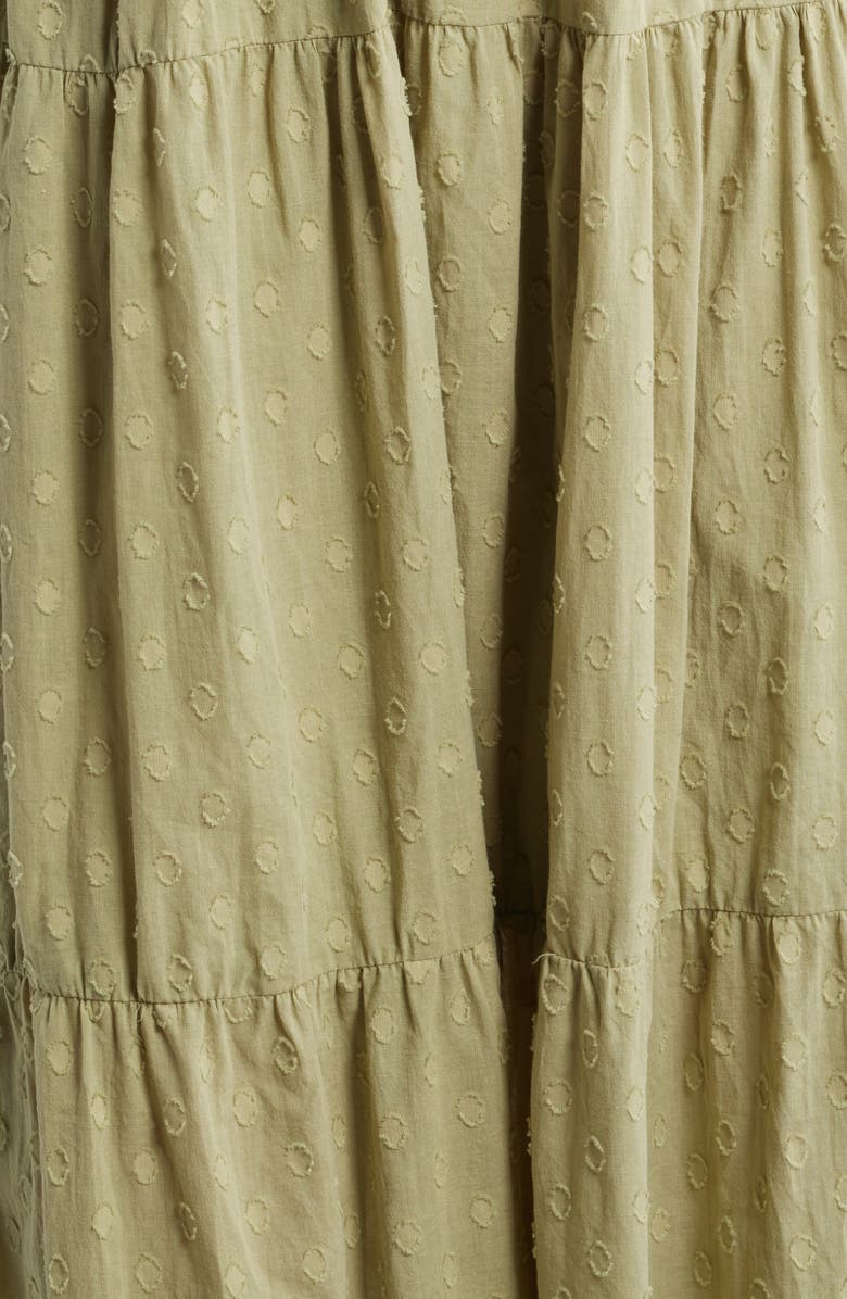 Blu Pepper Puff Sleeve Tiered Cotton Midi Dress, Alternate, color, Olive