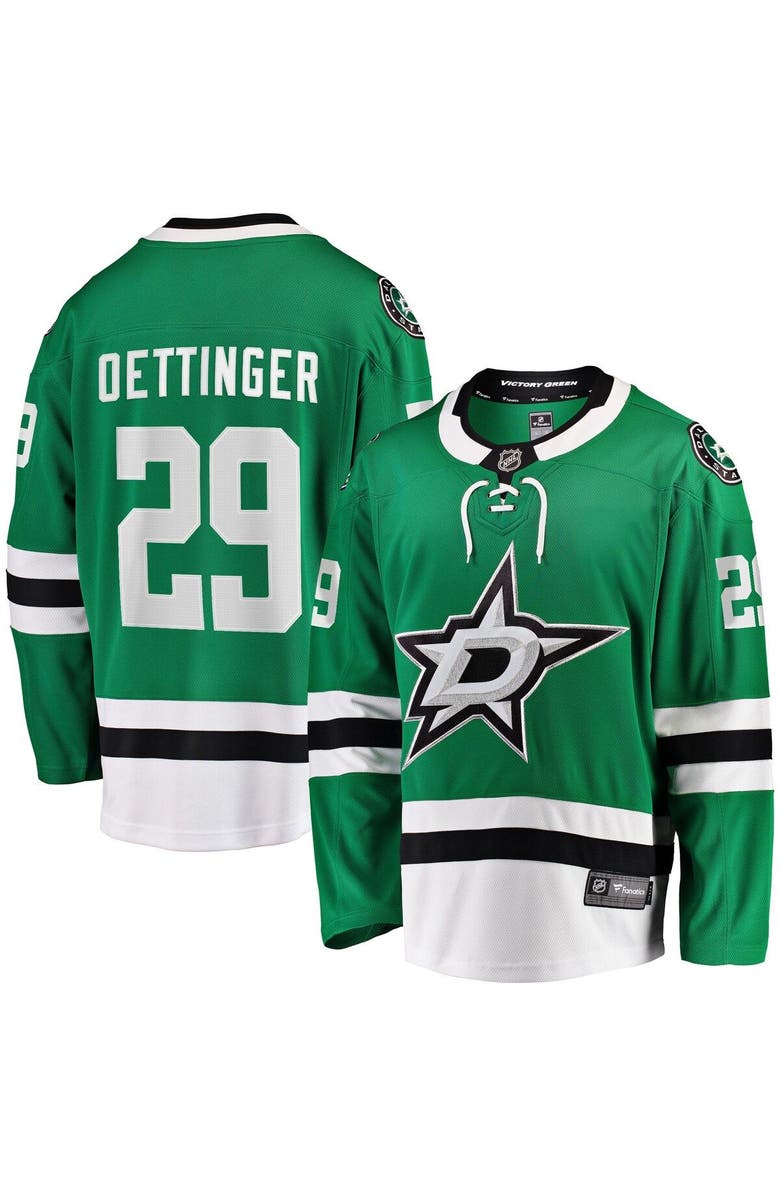 FANATICS Men's Fanatics Jake Oettinger Kelly Green Dallas Stars Home Breakaway Player Jersey, Main, color, 