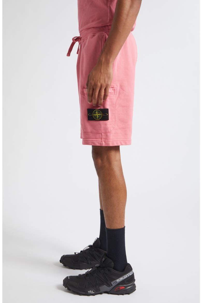 Cotton Fleece Cargo Bermuda Shorts, Alternate, color, GERANIUM