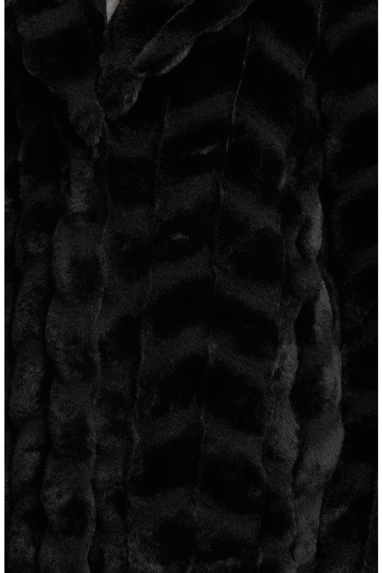 Grooved Herringbone Faux Fur Jacket, Alternate, color, BLACK