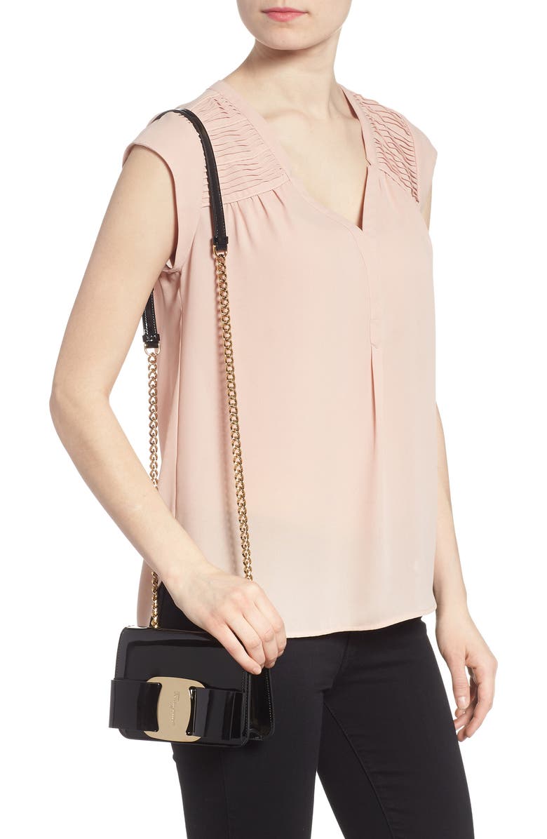 FERRAGAMO Salvatore Ferragamo Vara Patent Leather Crossbody Bag, Alternate, color,