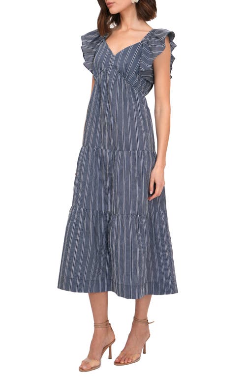 Shop Adelyn Rae Stripe Tiered Maxi Dress In Navy