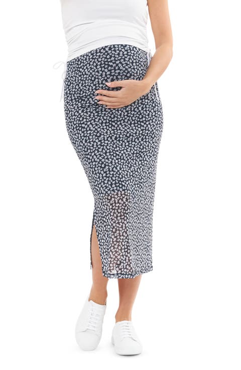 Kara Mesh Maternity Midi Skirt