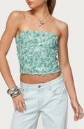 EDIKTED Brynn Paillette Strapless Crop Top