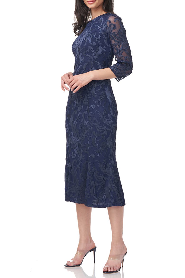Cecily Embroidered Midi Cocktail Dress, Alternate, color, NAVY/ NAVY