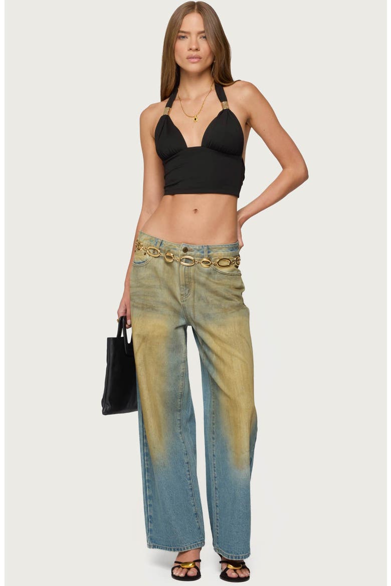 Aiva Crop Halter Top, Alternate, color, BLACK