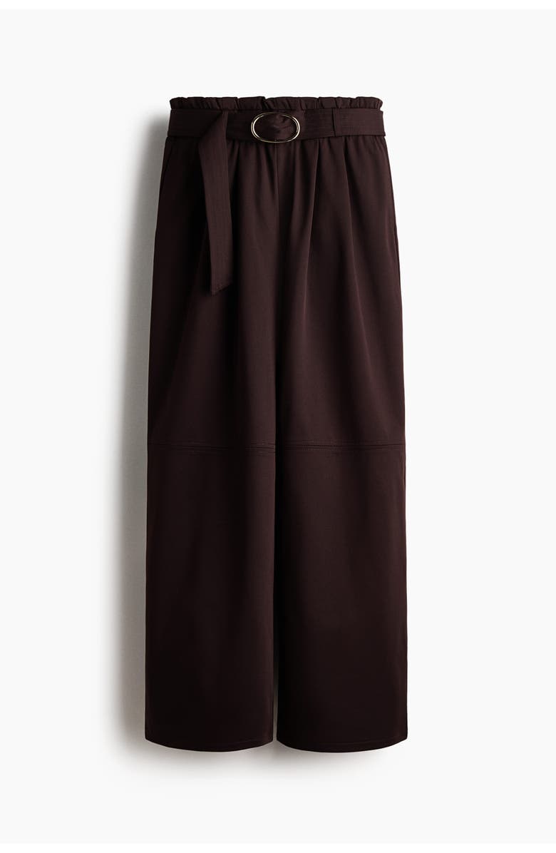 H&M Belted Trousers, Main, color, Dark Brown