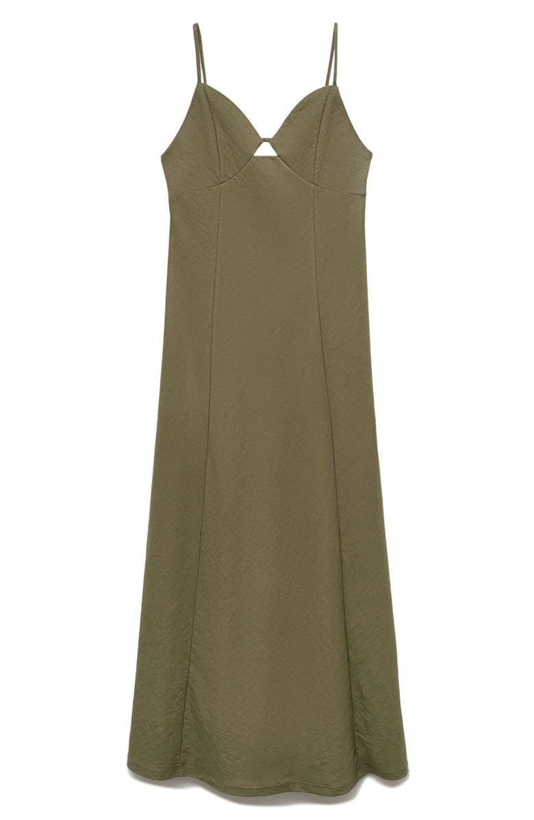 MANGO Empire Waist A-Line Dress, Main, color, Khaki Green