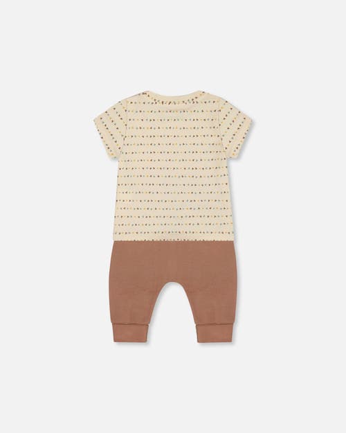 Deux Par Deux Baby Boy's Printed Organic Cotton Top And Pant Set Brown, Beige, And Monkey In Brown, Beige, And Monkey