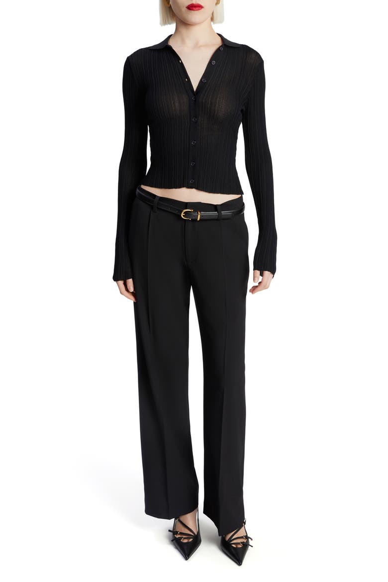 Ayda Long Sleeve Rib Top, Alternate, color, BLACK