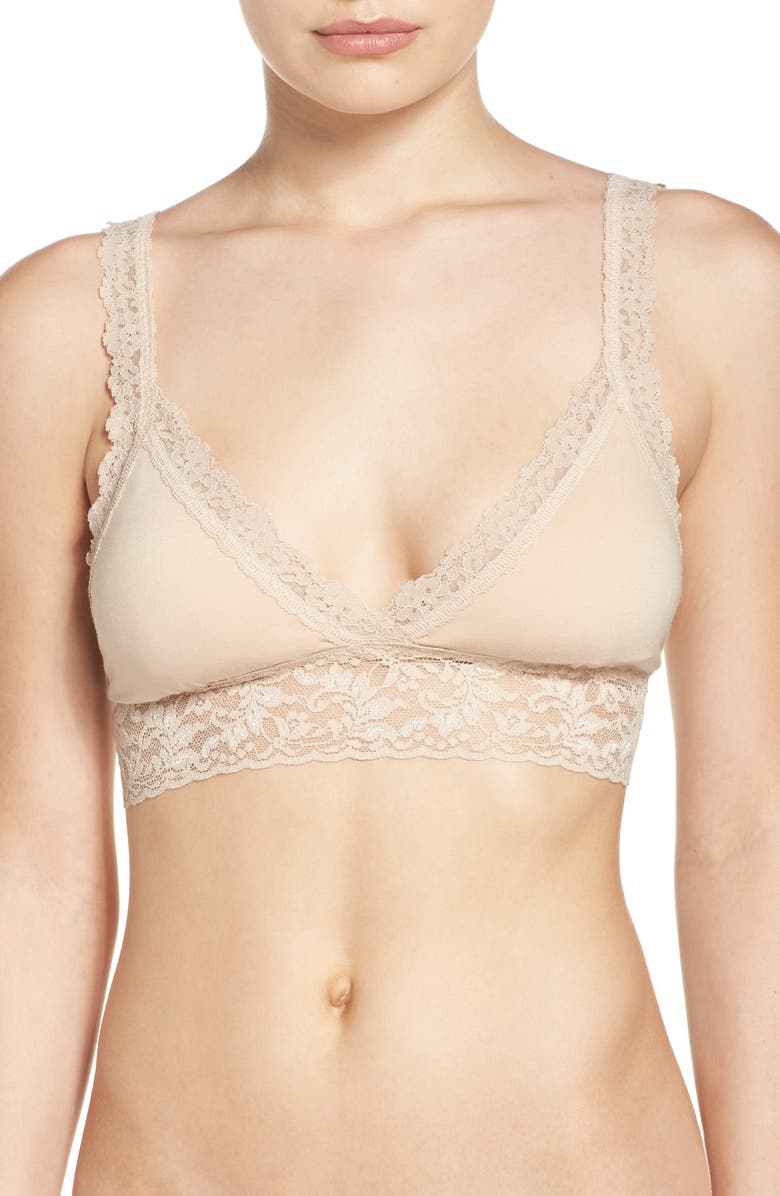 Hanky Panky Stretch Cotton Bralette, Main, color, Chai