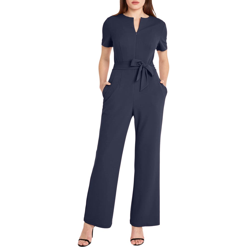 Donna Morgan Flare Leg Jumpsuit In Blue