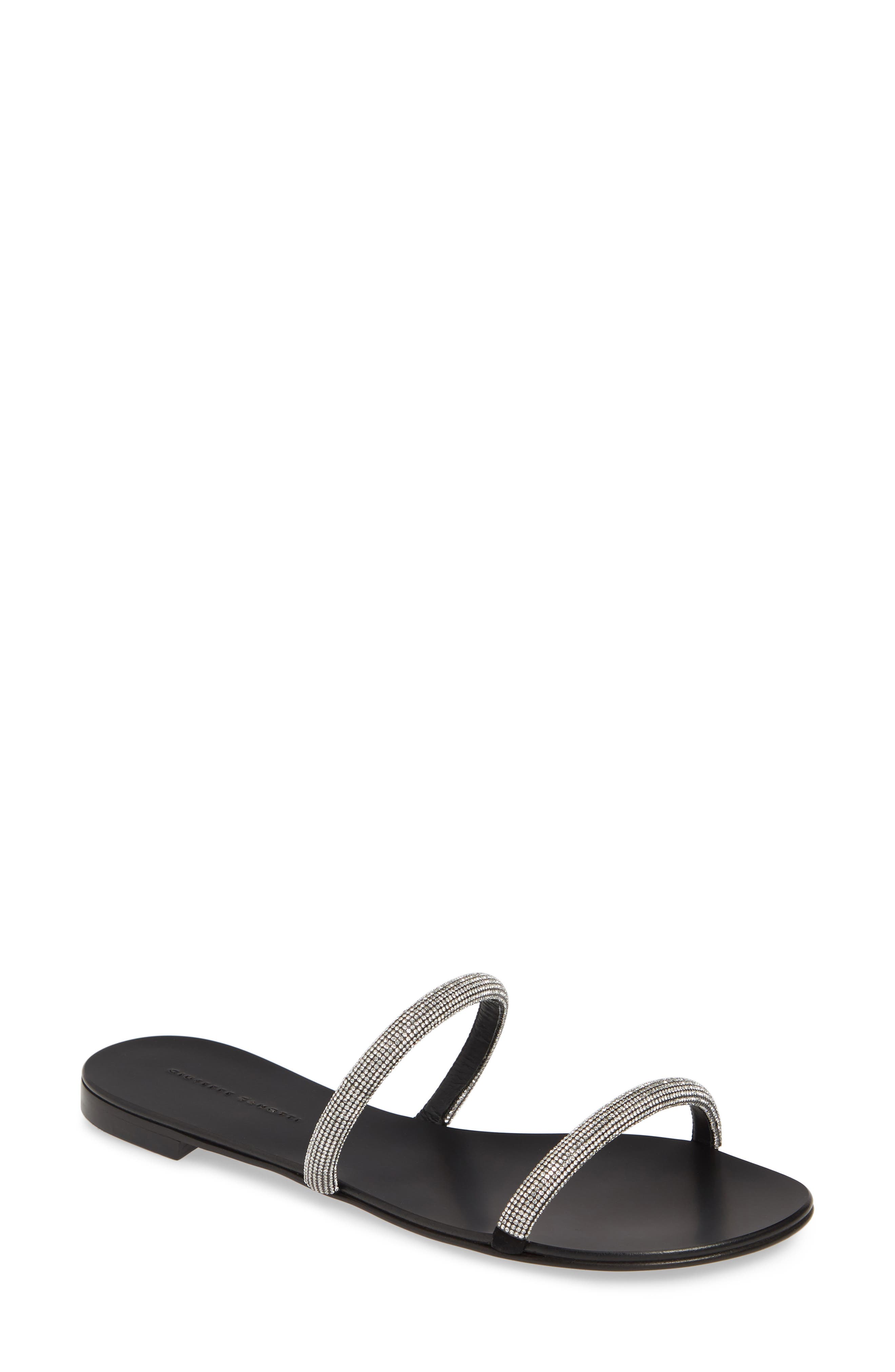 Giuseppe Zanotti Embellished Double Band Slide Sandal, Main, color, 