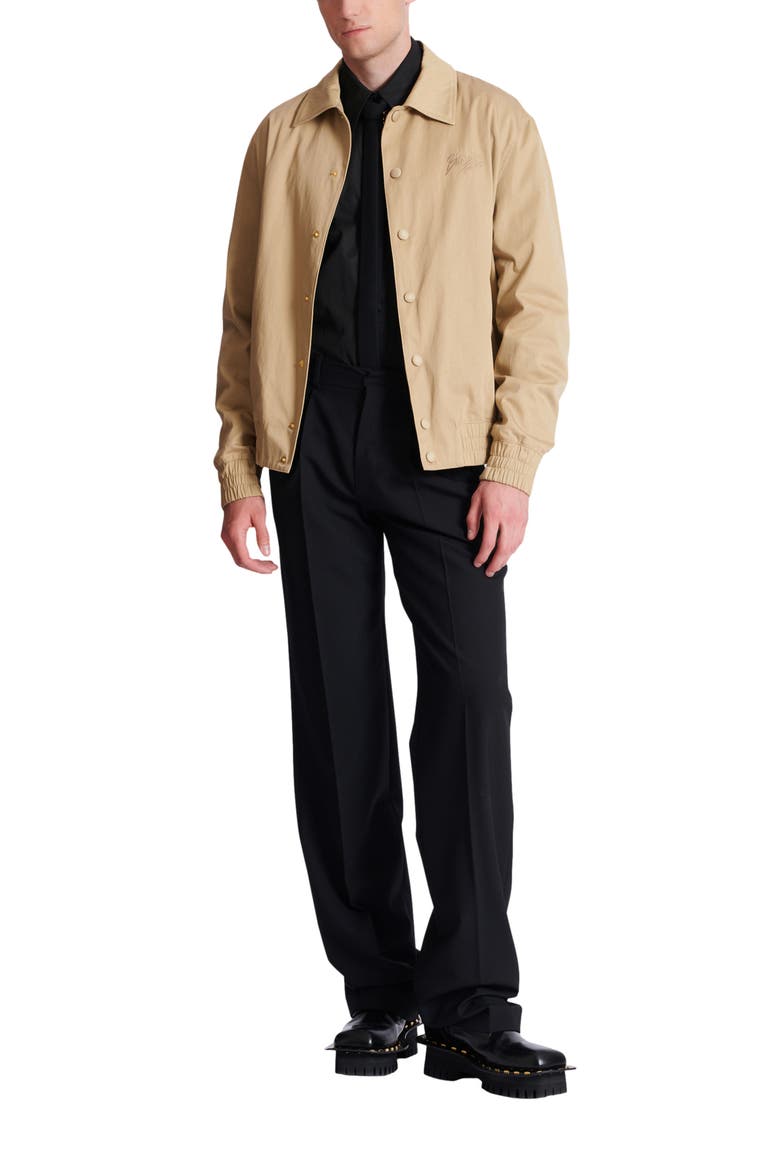 Cotton canvas bomber jacket, Alternate, color, beige