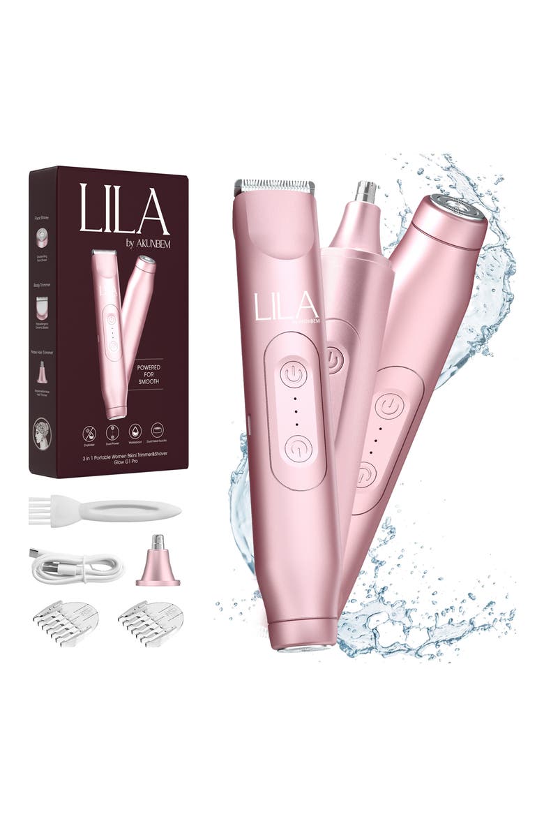 Glow G1 Pro 3-in-1 Bikini & Nose Hair Trimmer & Facial Shaver, Main, color, NO COLOR