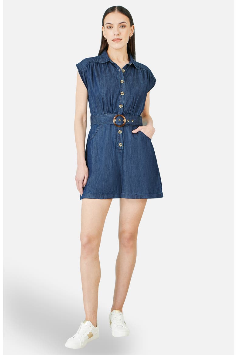 Chambray Cotton Playsuit, Alternate, color, Blue