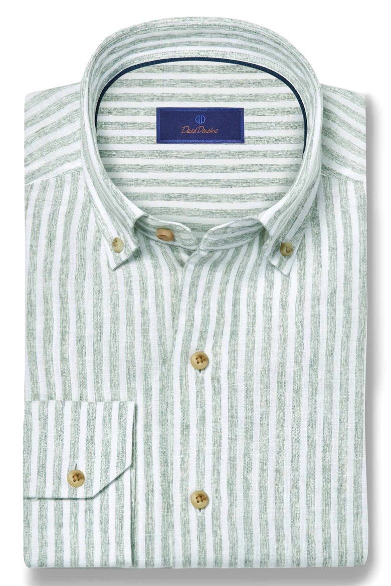 Linen Stripe Sport Shirt, Alternate, color, SAGE