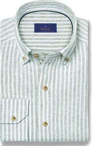 David Donahue Linen Stripe Sport Shirt
