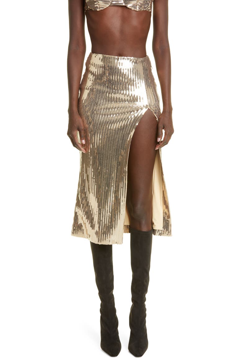 Sequin Pencil Skirt, Main, color, GOLD