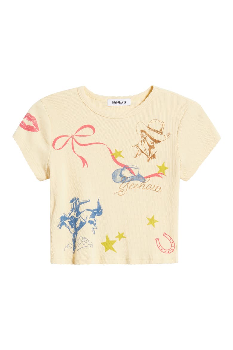 Western Flash Pointelle Cotton Graphic T-Shirt, Alternate, color, BUTTER YELLOW