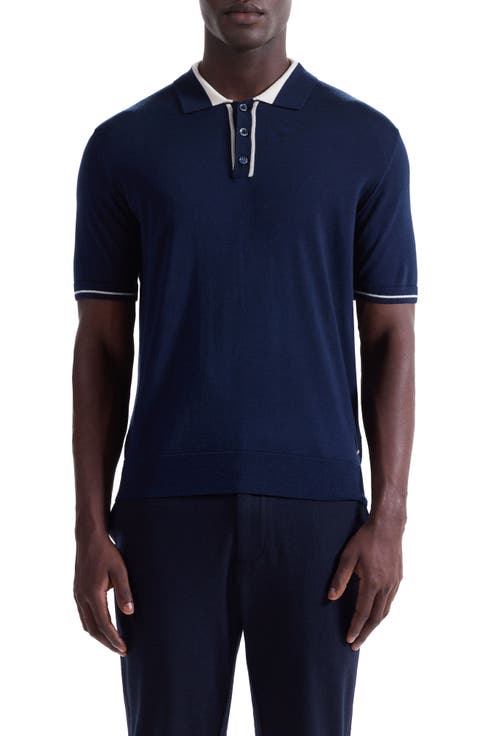 Three Button Merino Wool & Silk Polo