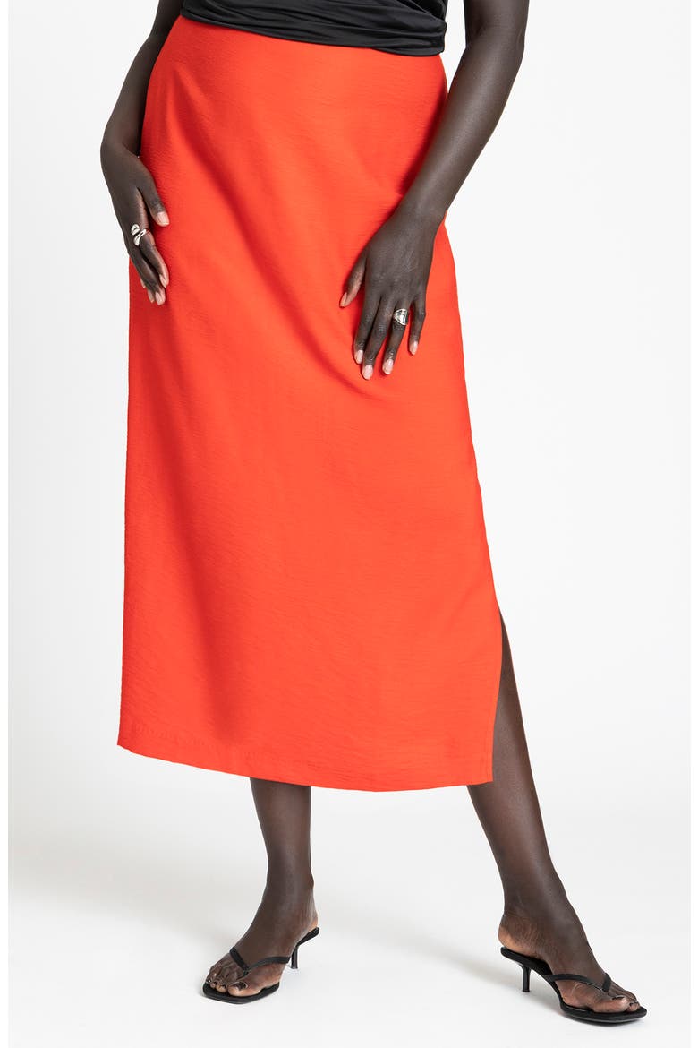 Slit Hem Midi Skirt, Main, color, ORANGE