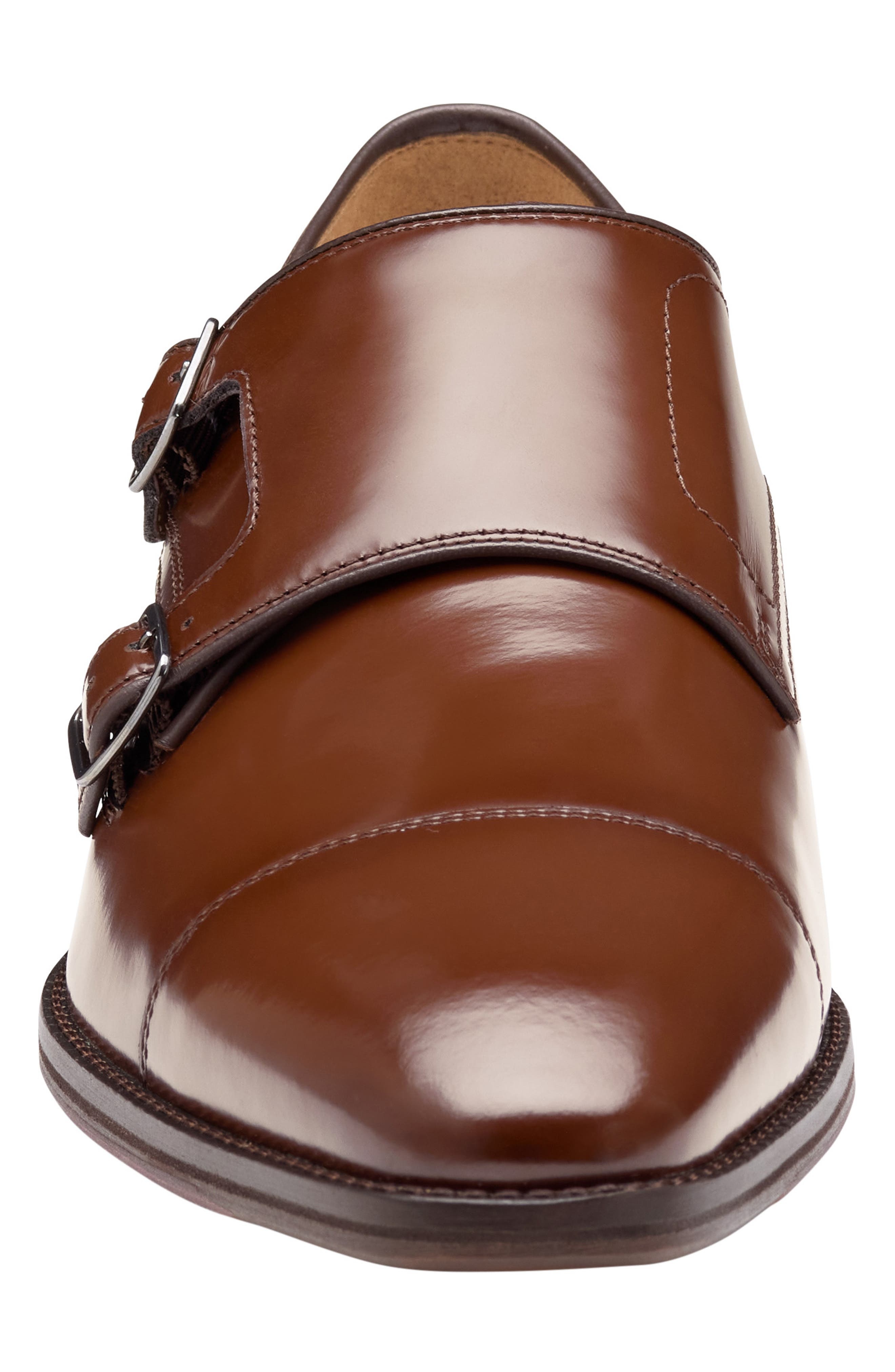 Johnston & Murphy Sullivan Cap Toe Double Monk Strap Shoe, Alternate, color, Brown Italian Calfskin
