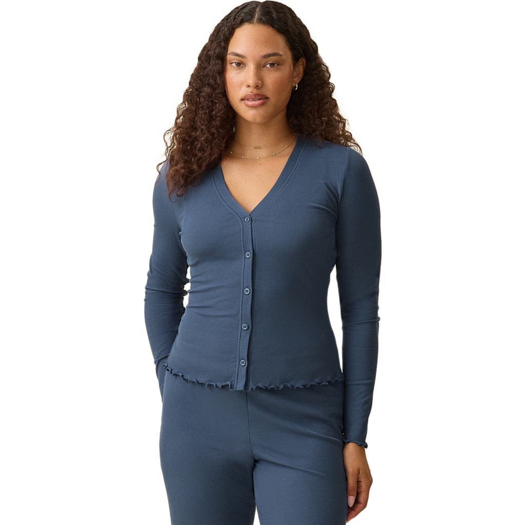 Kindred Bravely Ribbed Modal Cardigan In Blue
