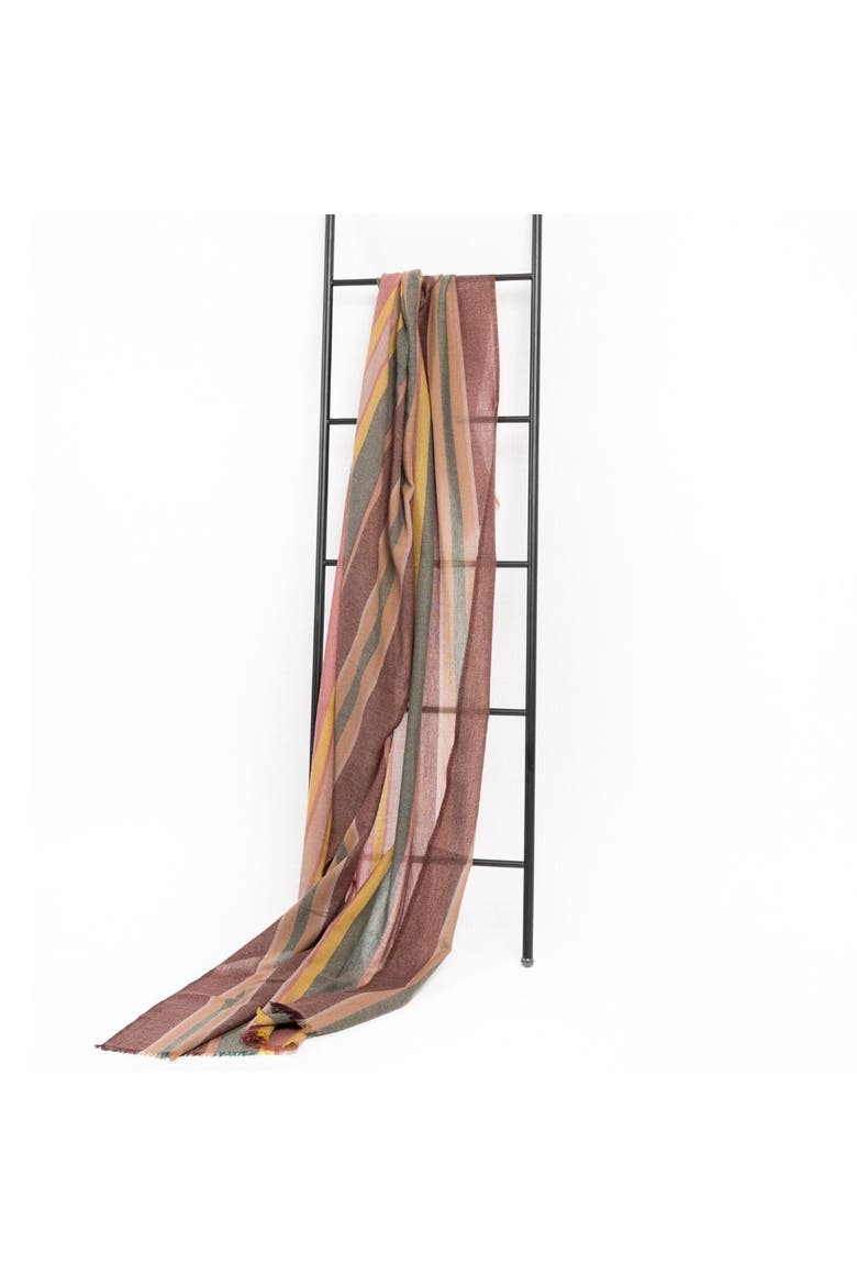 Barque Modern Artisan Striped Soft Merino Handwoven Scarf, Alternate, color, Clay