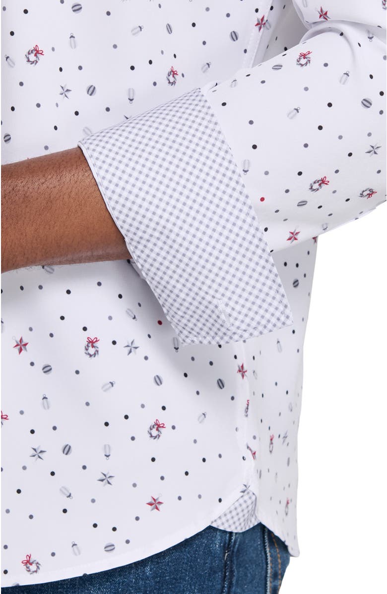 CONSTRUCT Wreath And Ornament Woven Long Sleeve Basic, Alternate, color, White/Red