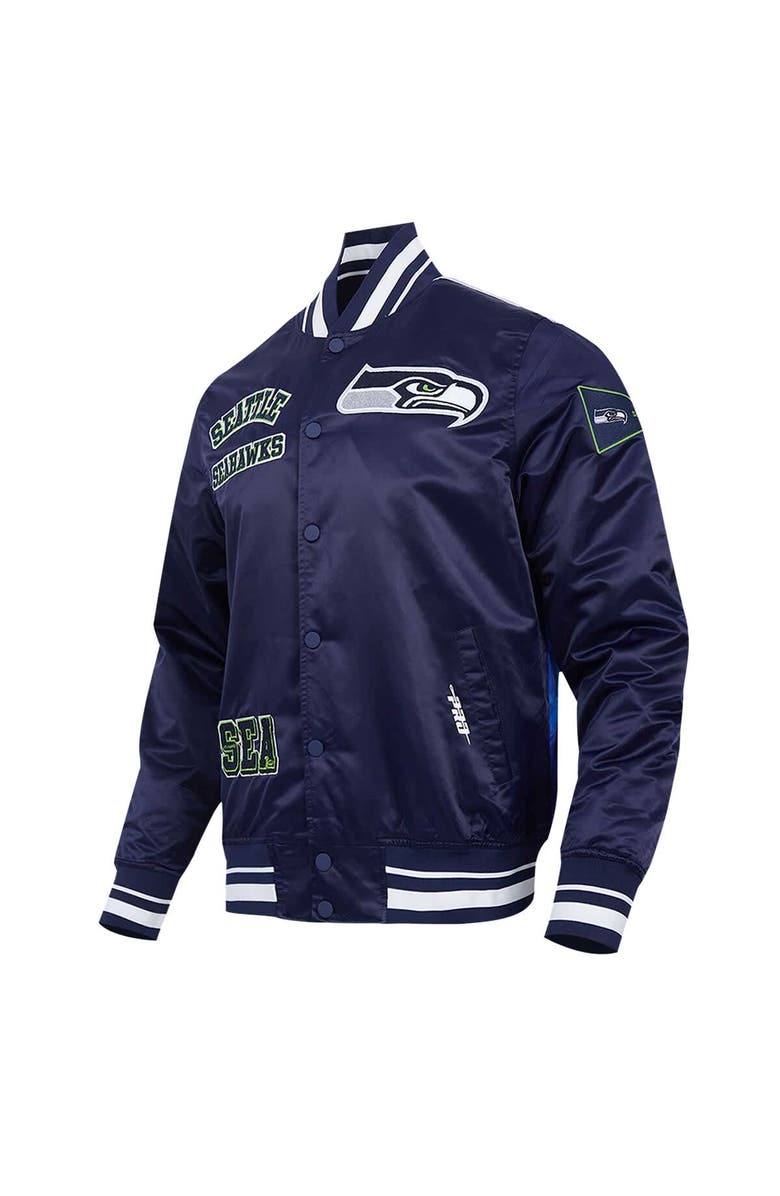 PRO STANDARD Men's Pro Standard College Navy Seattle Seahawks Sublimated Satin Full-Snap Jacket, Alternate, color, College Navy