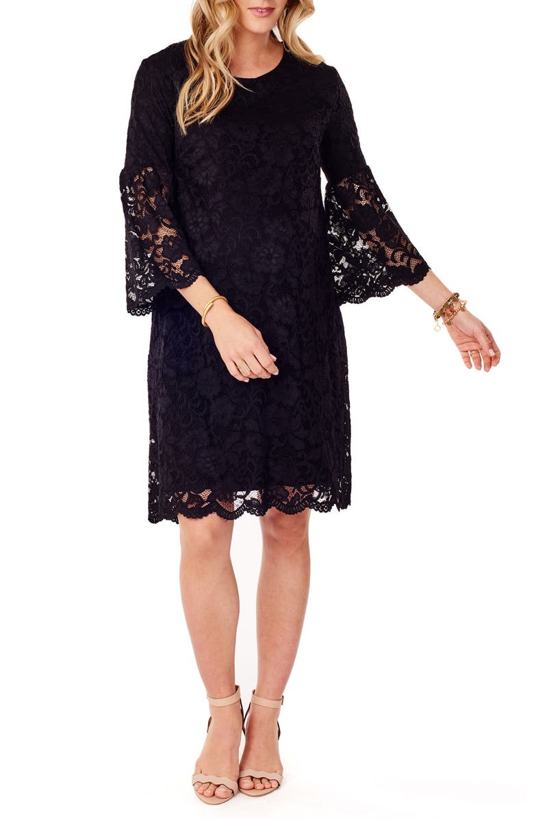 Ingrid & Isabel<sup>®</sup> Lace Bell Sleeve Maternity Dress, Alternate, color,