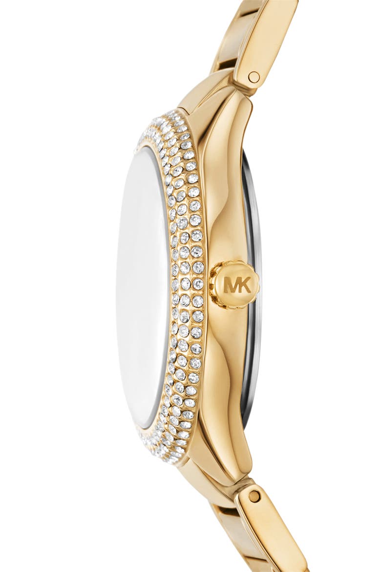 Sylvia Crystal Three Hand Bracelet Watch, 33mm, Alternate, color, GOLD