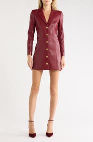 ALICE + OLIVIA Michelle Long Sleeve Faux Leather Mini Blazer Dress