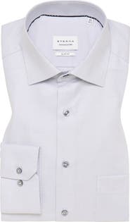 Eterna Slim Fit Structured Cotton Twill Dress Shirt