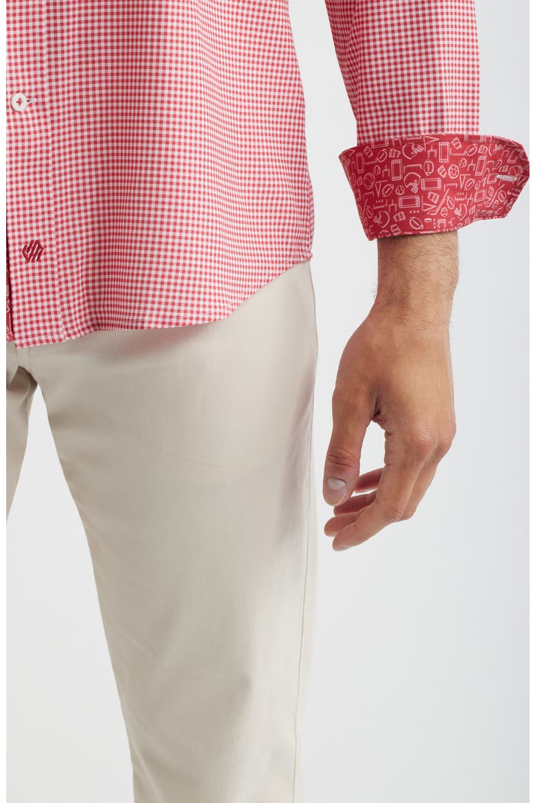 XC+™ Performance Game Day Gingham Button-Up Shirt, Alternate, color, RED