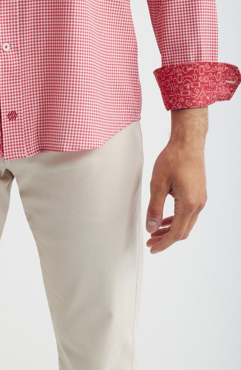 Johnston & Murphy XC+<sup>™</sup> Performance Game Day Gingham Button-Up Shirt, Alternate, color, Red