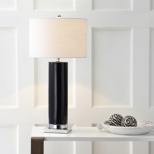 Jonathan Y Dallas 31.5" Ceramic Led Table Lamp In Black/chrome