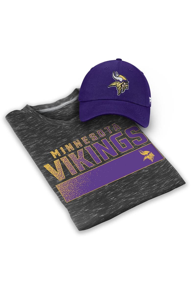 FANATICS Men's Fanatics Branded Heathered Gray/Purple Minnesota Vikings T-Shirt & Adjustable Hat Set, Main, color,